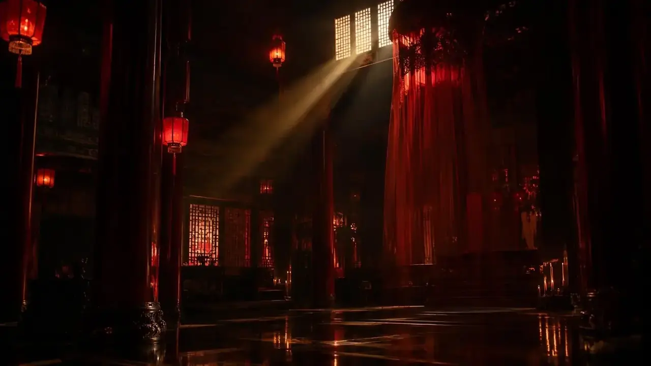 穿书后我嫁给了反派暴君剧照背景，暖光剧场风格场景